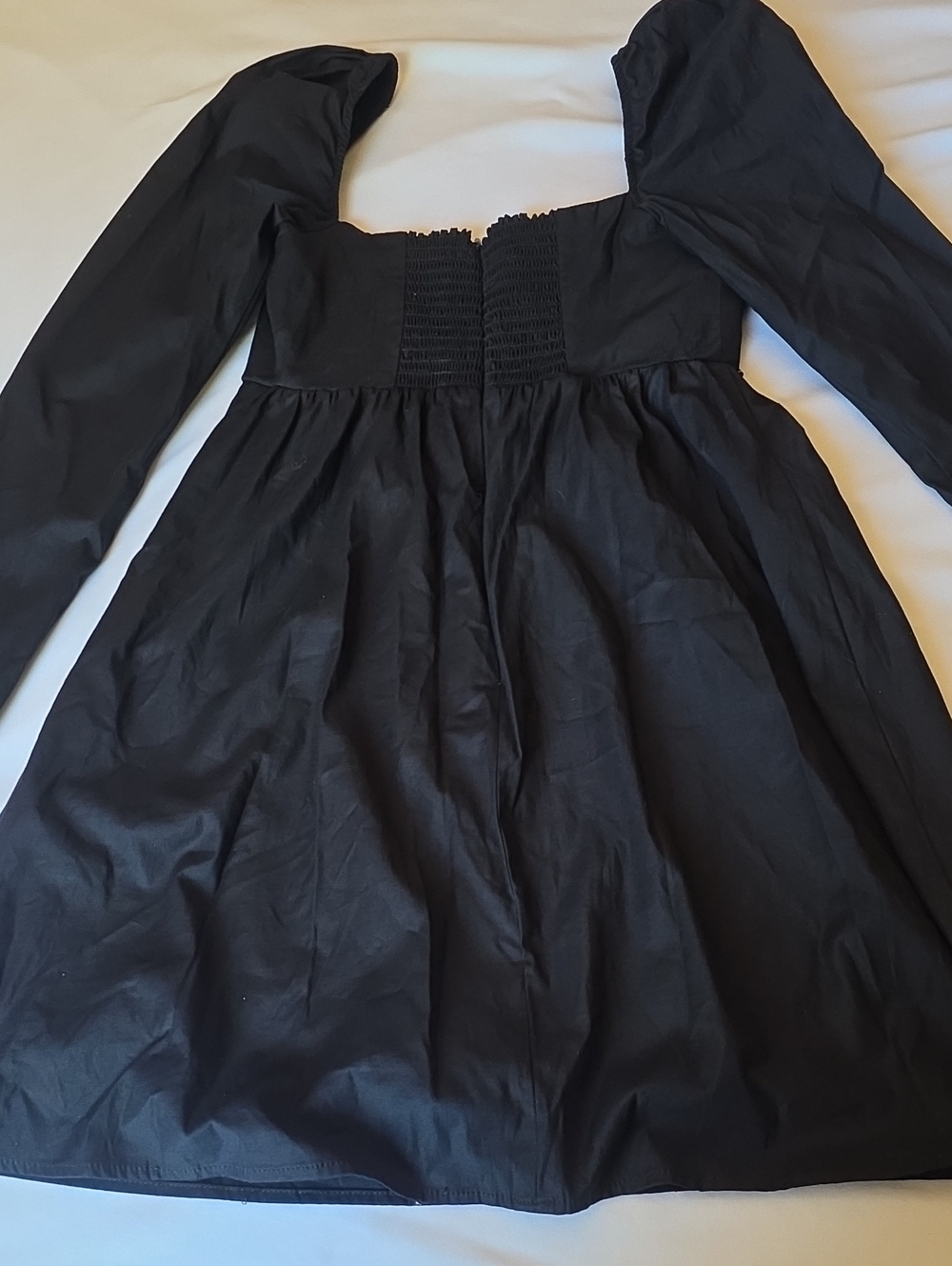 Reformation Black Puff-Sleeve Square-Neck Mini Dress - Picture 8 of 9